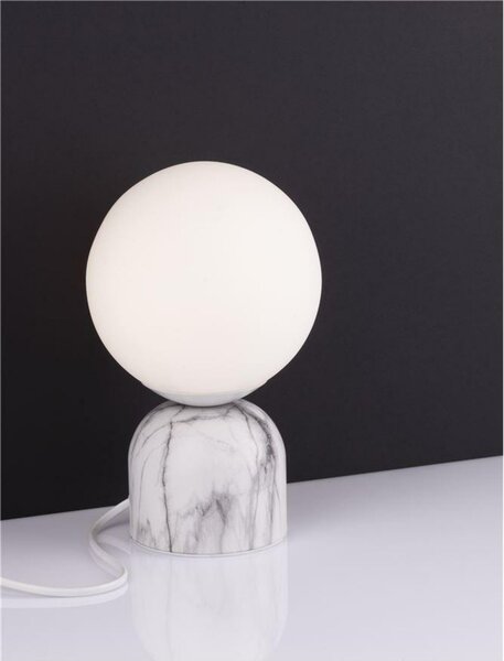 NOVA LUCE stolní lampa KENIO bílá mramor opálové sklo E14 1x12W 230V IP20 bez žárovky 9050164