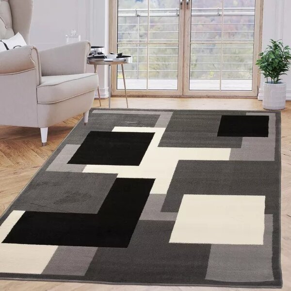Makro Abra Moderní kusový koberec CHEAP T968A tmavě šedý Rozměr: 80x150 cm