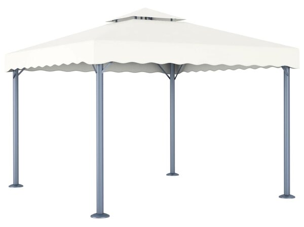 Altán se světelnými LED řetězy 300 x 300 cm krémový hliník