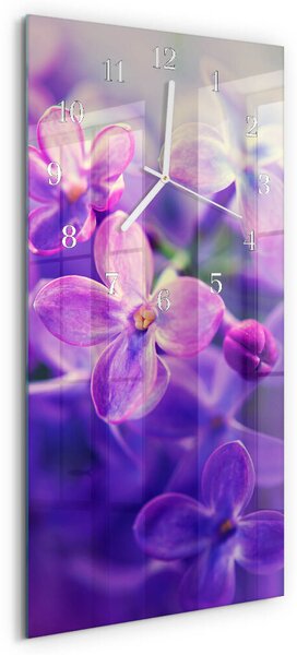 Skleněné hodiny vertikální Květiny zsppb-30x60-00082086