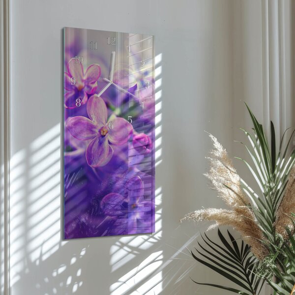 Skleněné hodiny vertikální Květiny zsppb-30x60-00082086