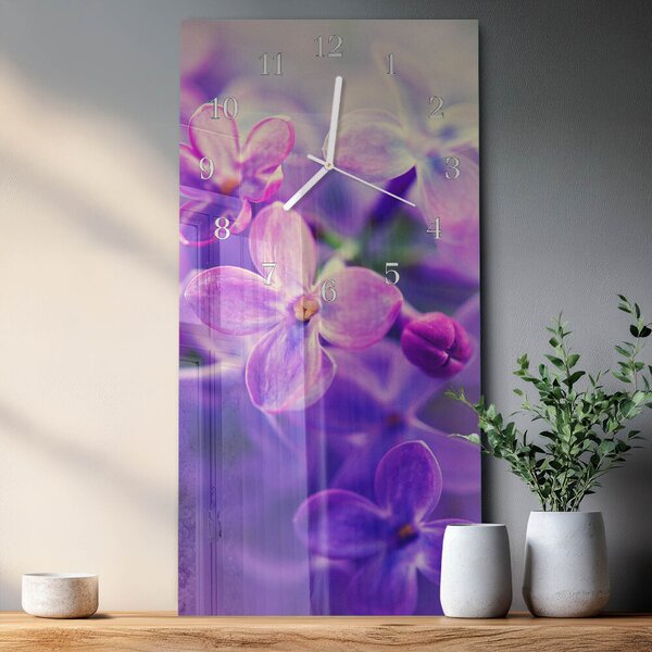 Skleněné hodiny vertikální Květiny zsppb-30x60-00082086