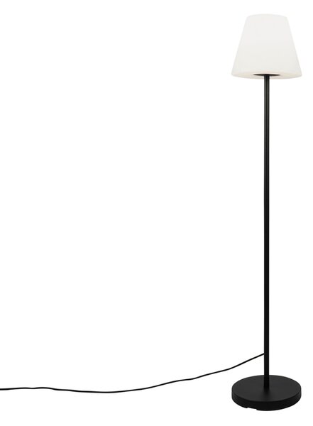 Chytrá moderní venkovní stojací lampa s černým tělem a bílým stínítkem vč. Wifi A60 - Virginia