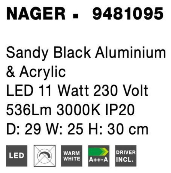 NOVA LUCE stolní lampa NAGER černý hliník a akryl LED 11W 230V 3000K IP20 9481095