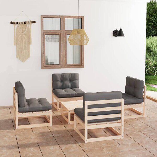 5dílná zahradní sedací souprava s poduškami masivní borovice
