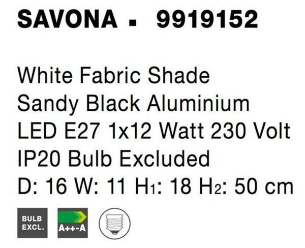 NOVA LUCE stolní lampa SAVONA černý hliník E27 1x12W 230V IP20 bez žárovky 9919152