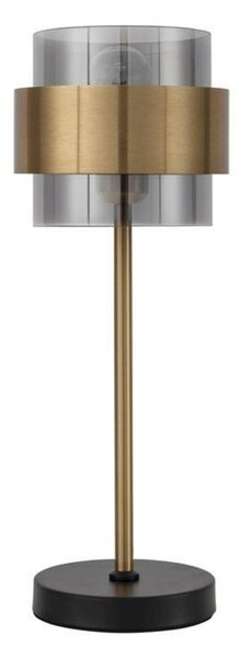 NOVA LUCE stolní lampa SIANNA kouřové sklo mosazný zlatý kov E27 1x12W 230V IP20 bez žárovky 9236400