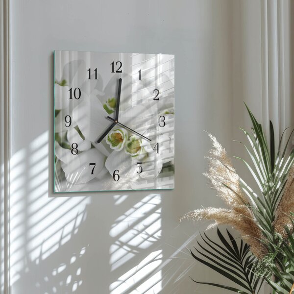 Skleněné hodiny na stěnu Květiny zskc-30x30-00178709