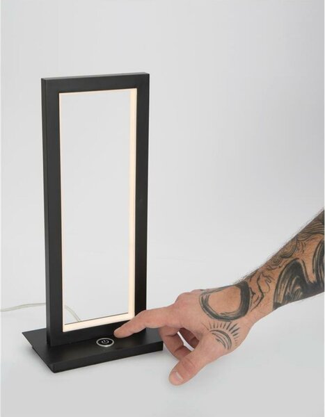 NOVA LUCE stolní lampa WENNA matný černý hliník a akryl 3-krokově dotykově stmívatelné LED 12W 230V 3000K IP20 9500811