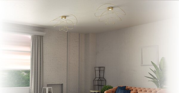 Axolight Hoops 3, zlaté stropní svítidlo, 16W LED 3000K stmívatelné, prům. 100cm, výška 51cm