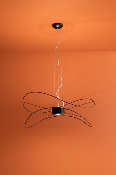 Axolight Hoops 2, černé závěsné svítidlo, 2x16W LED 3000K stmívatelné, prům. 100cm, výška 43cm