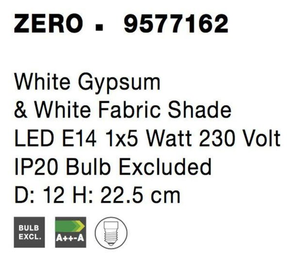NOVA LUCE stolní lampa ZERO bílá sádra a bílé stínidlo E14 1x5W 230V IP20 bez žárovky 9577162