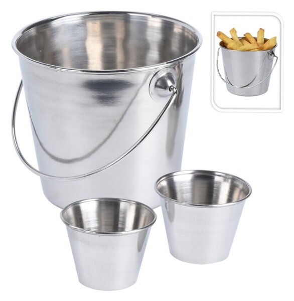 Kovové kbelík na servírování hranolek Fries sada 3ks