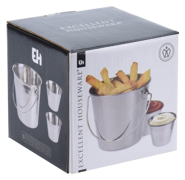 Kovové kbelík na servírování hranolek Fries sada 3ks