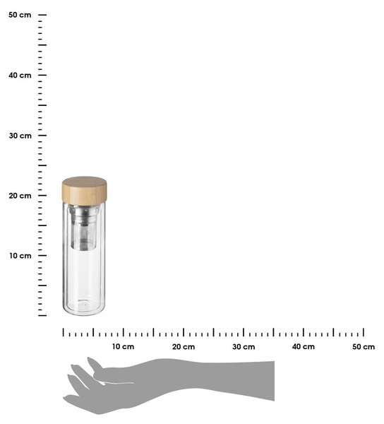 Skleněná láhev s filtrem Balu 400ml bambusové víko
