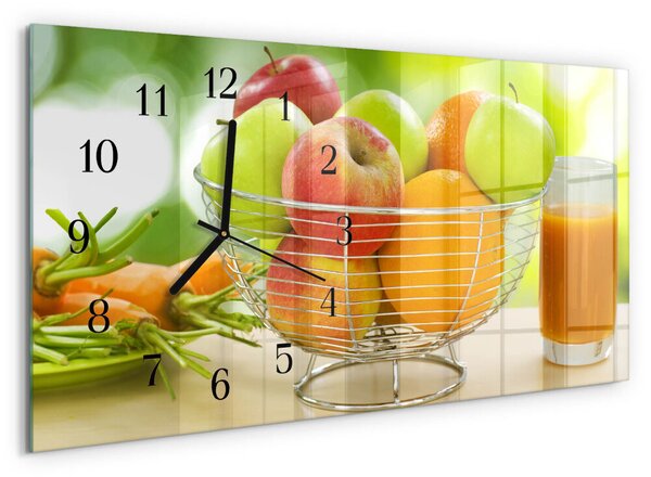 Skleněné hodiny horizontální Ovoce a džus zsppc-60x30-00295312