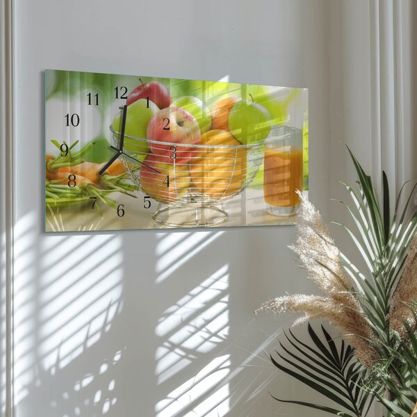 Skleněné hodiny horizontální Ovoce a džus zsppc-60x30-00295312