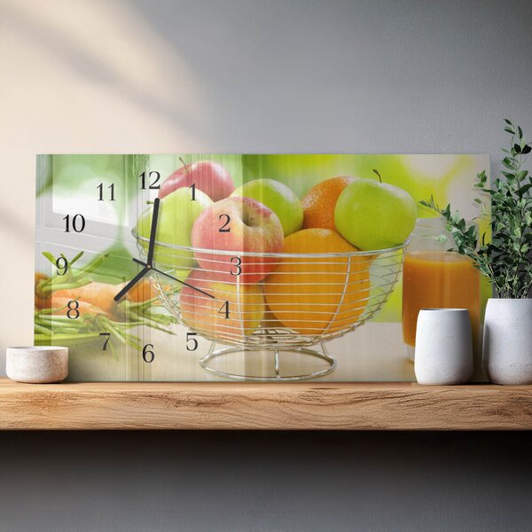 Skleněné hodiny horizontální Ovoce a džus zsppc-60x30-00295312