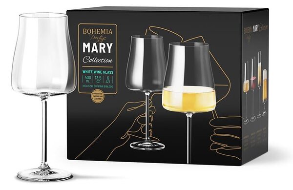 BOHEMIA PRESTIGE MARY SKLENICE NA BÍLÉ VÍNO 400ML SADA 6KS