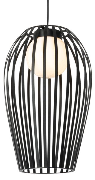 Designové závěsné svítidlo černé s opálem - Angela