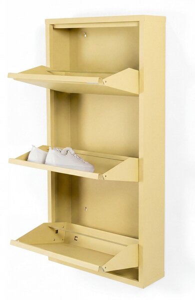 Světle žlutý ocelový výklopný/závěsný botník 50x103x15 cm Billy – Spinder Design