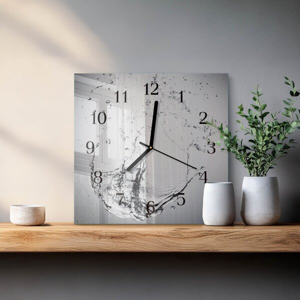 Skleněné hodiny na stěnu Voda zskc-30x30-00181359