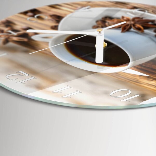 Skleněné hodiny na stěnu Káva zsob-fi30-00087486