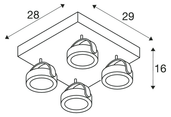 SLV 1000136 Kalu, bílá LED bodovka, 4x10W 60° LED 3000K, 28x29cm