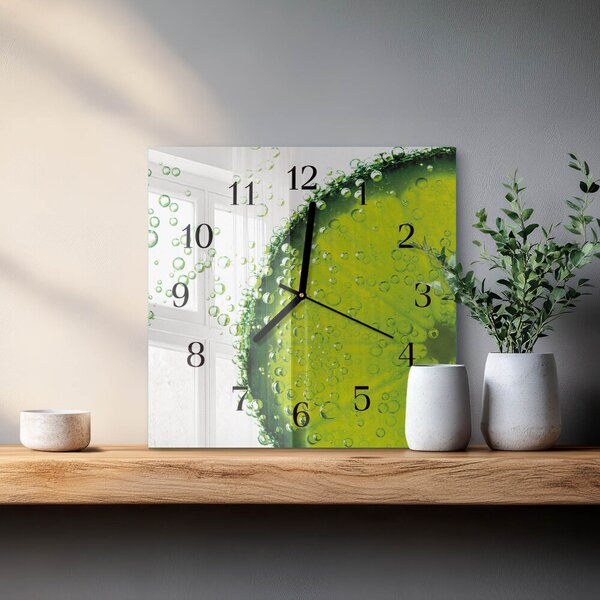 Skleněné hodiny na stěnu Uhličitan vápenatý zskc-30x30-00178854