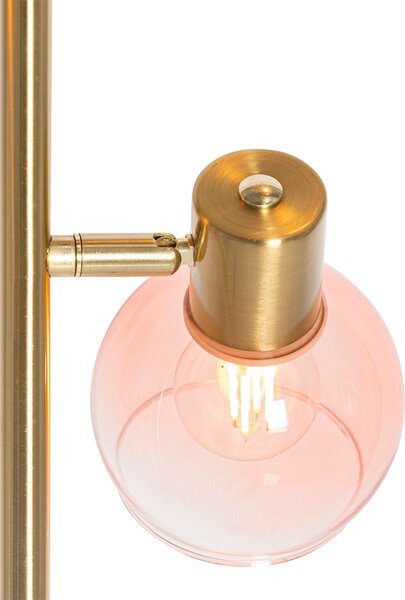 Chytrá stojací lampa zlatá s růžovým sklem 3-světla vč. 3 Wifi P45 - Vidro