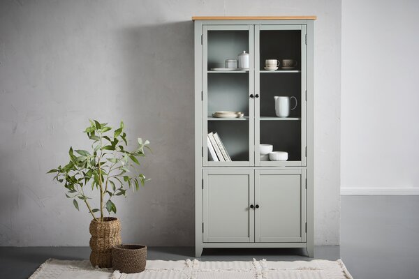 VITRÍNA, dub, borovice, šedá, čiré, přírodní barvy, 100/195/43 cm MID.YOU - Kredence a vitríny, Online Only