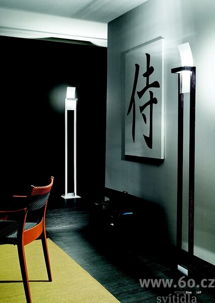 Linea Light 4894 Wood, italská stojací lampa 1x R7s 120W, bílé dřevo/bílé sklo, 180cm