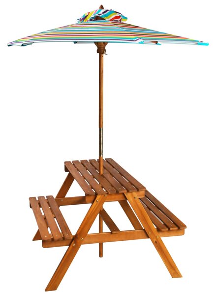 Dětský piknikový stůl se slunečníkem 79x90x60 cm masivní akácie
