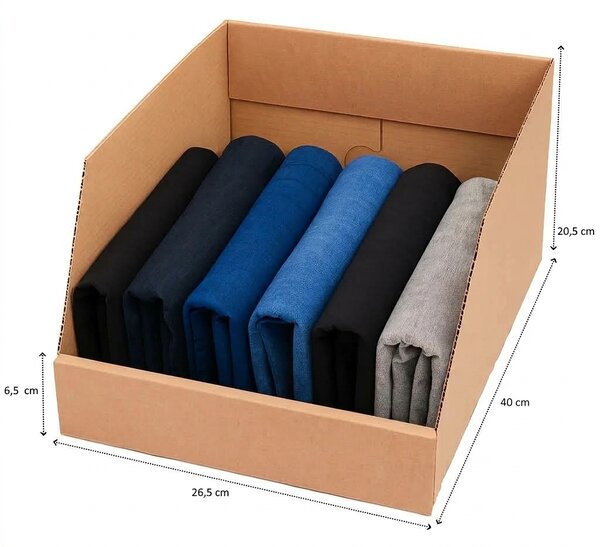 KARTON PAK Úložné boxy na oblečení, organizéry do skříně EKO KARTON 27x40x21 - zkosený