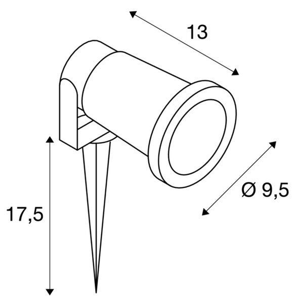 SLV 227410 Nautilus Spike 15, venkovní reflektor s trnem a vidlicí do zásuvky, 1x11W GU10, černá, délka 15,5cm, IP65