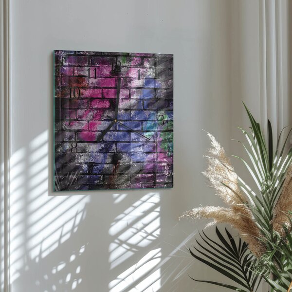 Skleněné hodiny na stěnu Cihlový zskc-30x30-00177747