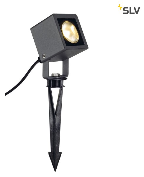 SLV 231035 Nautilus 10, venkovní reflektor s trnem a vidlicí do zásuvky, 9W LED 3000K, antracit, délka 7cm, IP65
