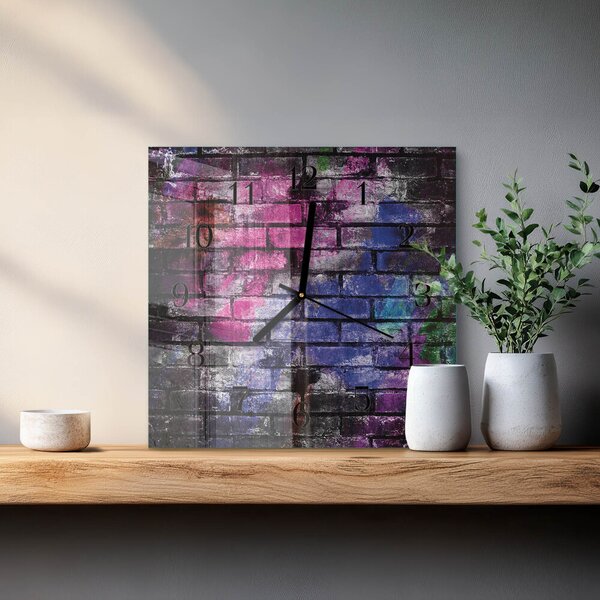 Skleněné hodiny na stěnu Cihlový zskc-30x30-00177747