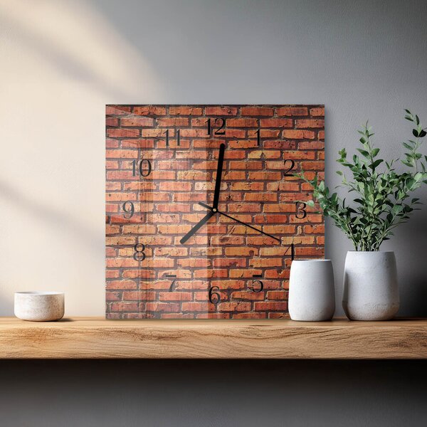 Skleněné hodiny na stěnu Cihlová zeď zskc-30x30-00184780