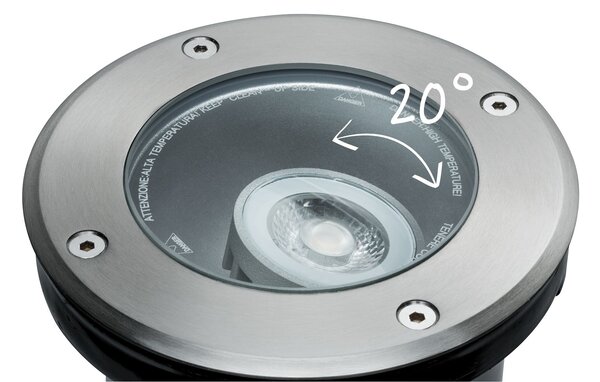 Paulmann 93907 Plug&Shine zápustné svítidlo s nastavitelným směrem svícení 6W LED 3000K, nerez, prům. 14cm, IP67