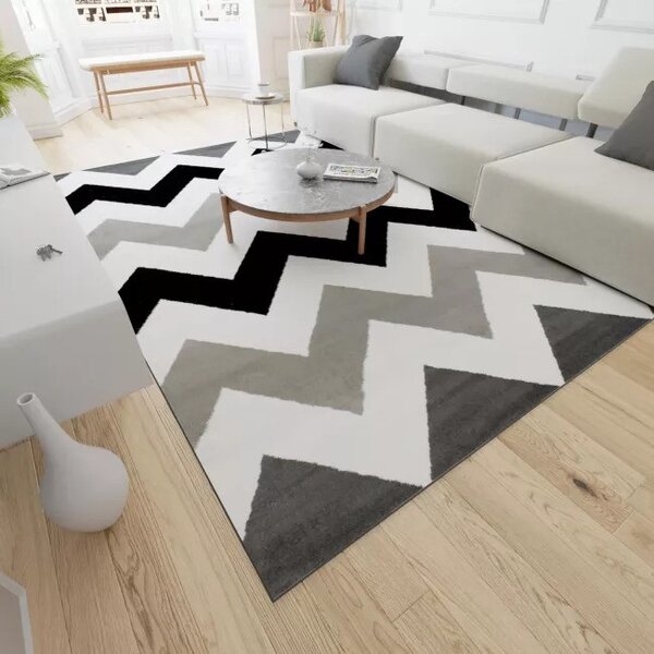 Makro Abra Kusový koberec moderní MAYA Z903E šedý bílý Rozměr: 120x170 cm