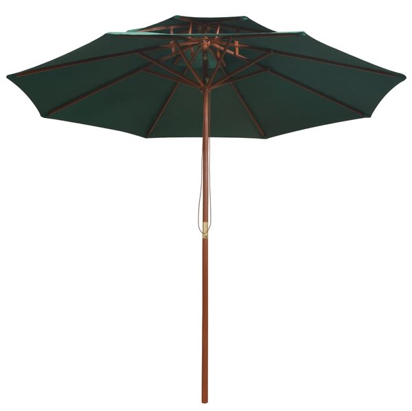 Dvoupatrový slunečník 270 x 270 cm dřevěná tyč zelený