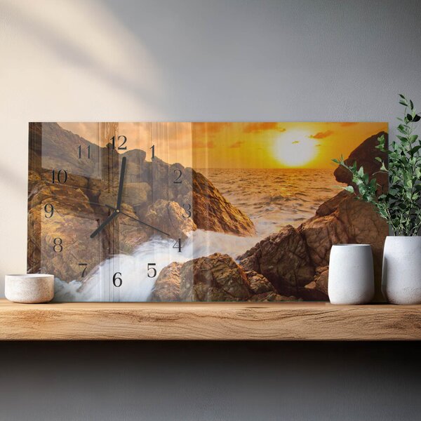 Skleněné hodiny horizontální Západ slunce zsppc-60x30-00295350