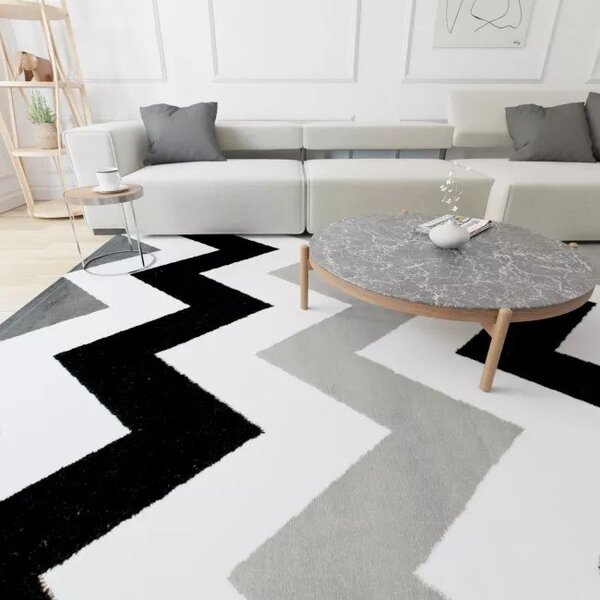 Makro Abra Kusový koberec moderní MAYA Z903E šedý bílý Rozměr: 120x170 cm