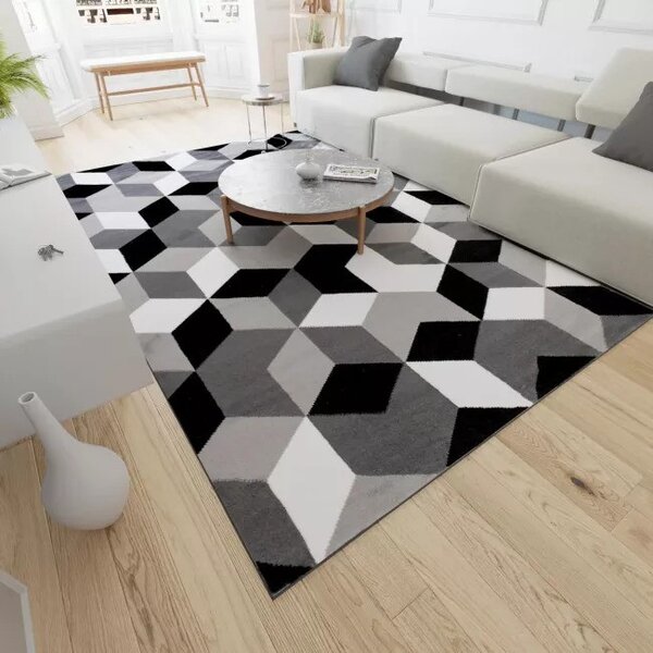 Makro Abra Kusový koberec moderní MAYA Q545A Kostky 3D tmavě šedý Rozměr: 200x250 cm