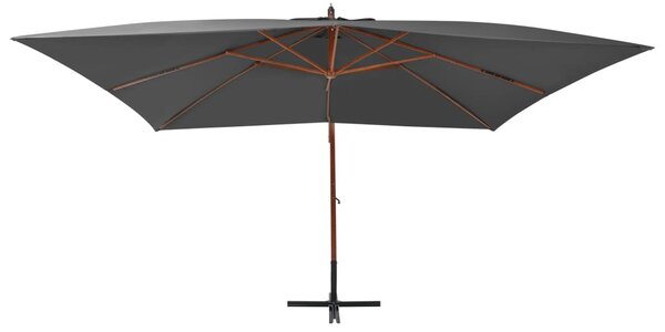 Boční zahradní slunečník s dřevěnou tyčí 400x300 cm antracitový