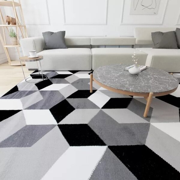 Makro Abra Kusový koberec moderní MAYA Q545A Kostky 3D tmavě šedý Rozměr: 200x250 cm