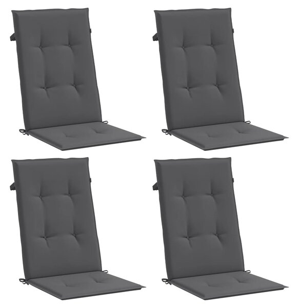 Podušky na židli vysoké opěradlo 4 ks antracitové 120x50x3 cm