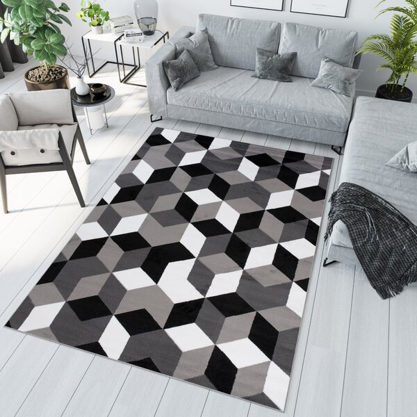 Makro Abra Kusový koberec moderní MAYA Q545A Kostky 3D tmavě šedý Rozměr: 200x250 cm