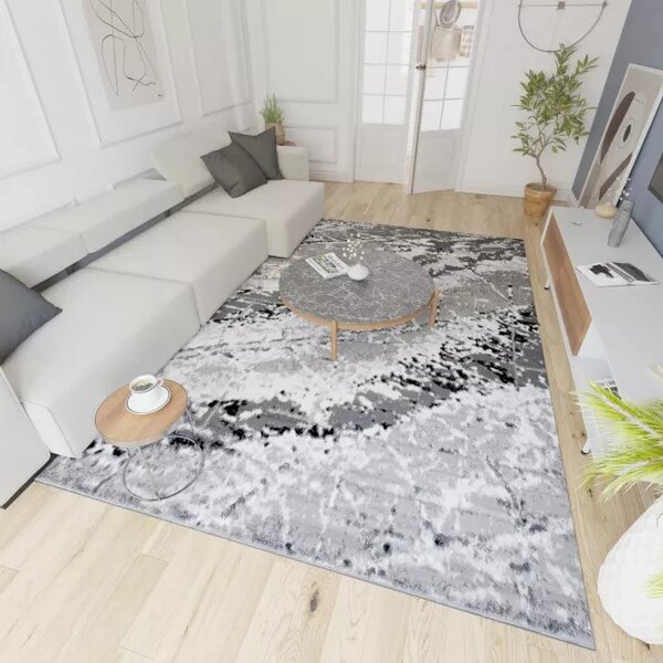 Makro Abra Kusový koberec moderní MAYA Q543D šedý bílý Rozměr: 130x190 cm